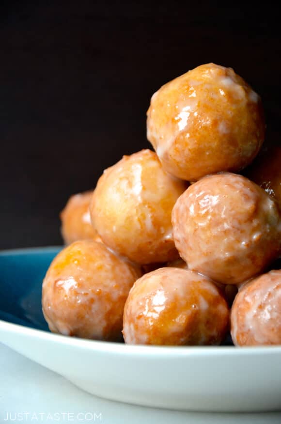 A stack of homemade doughnut holes