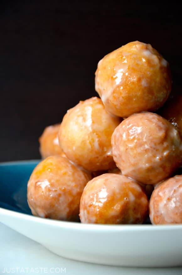 A stack of homemade doughnut holes