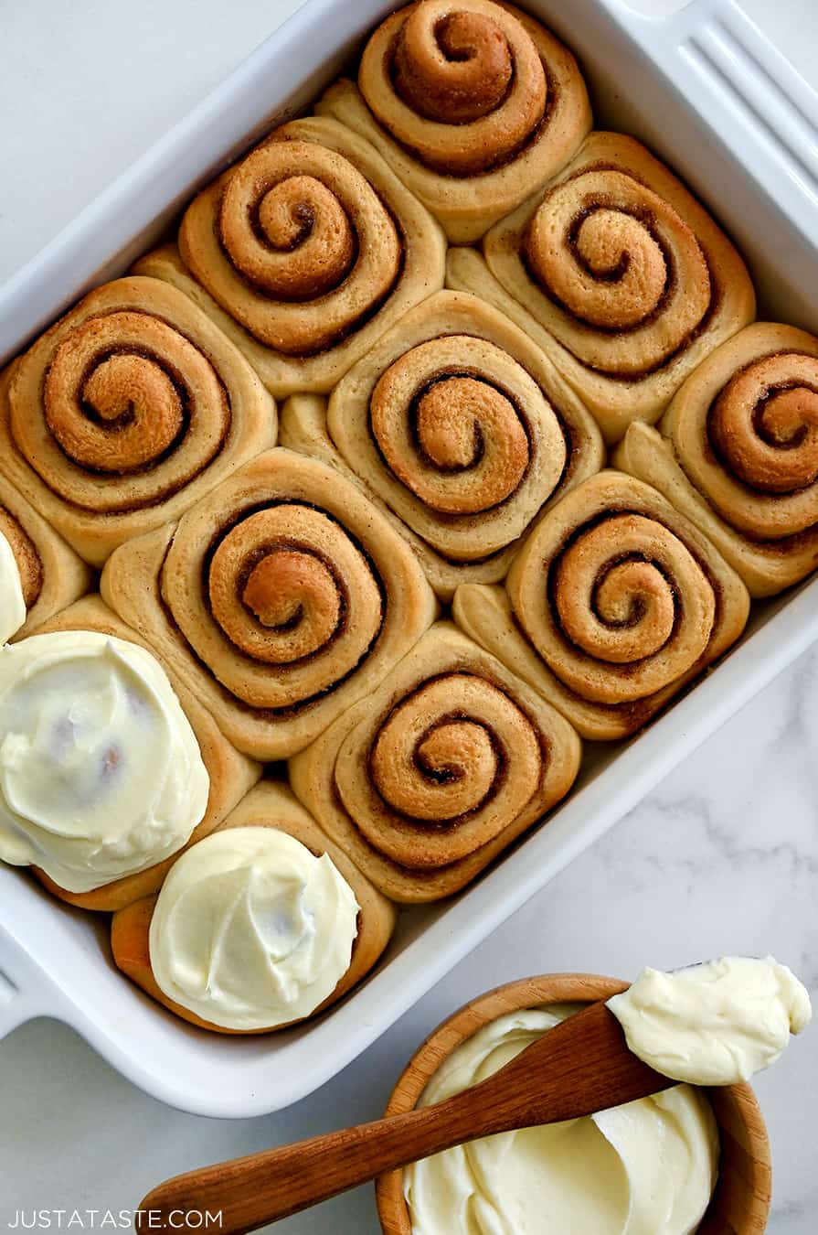 Make-Ahead Cinnamon Rolls Cream Cheese Frosting Just a Taste