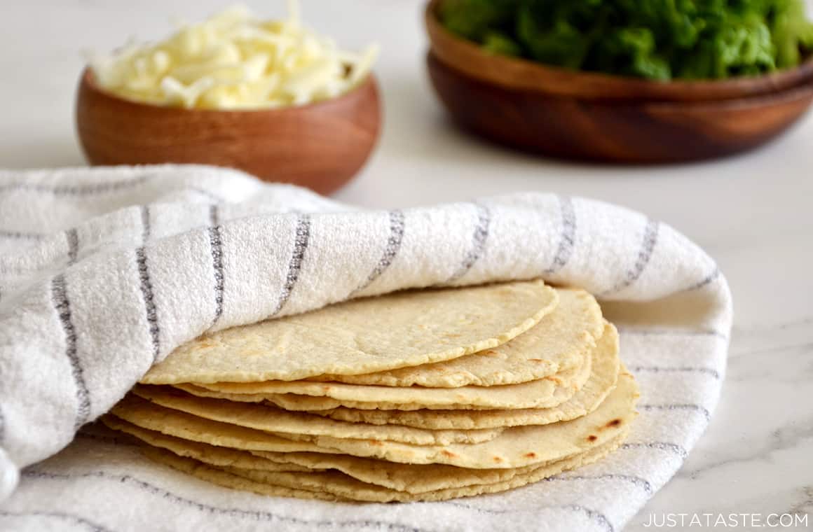 A stack of corn tortillas