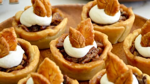 Muffin Tin Mini Pecan Pies on a serving plate