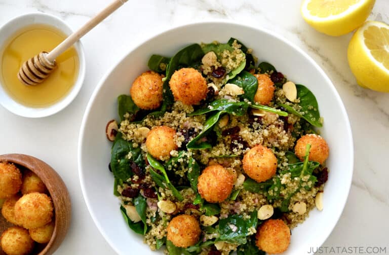 Quinoa Salad with Warm Goat Cheese Just a Taste