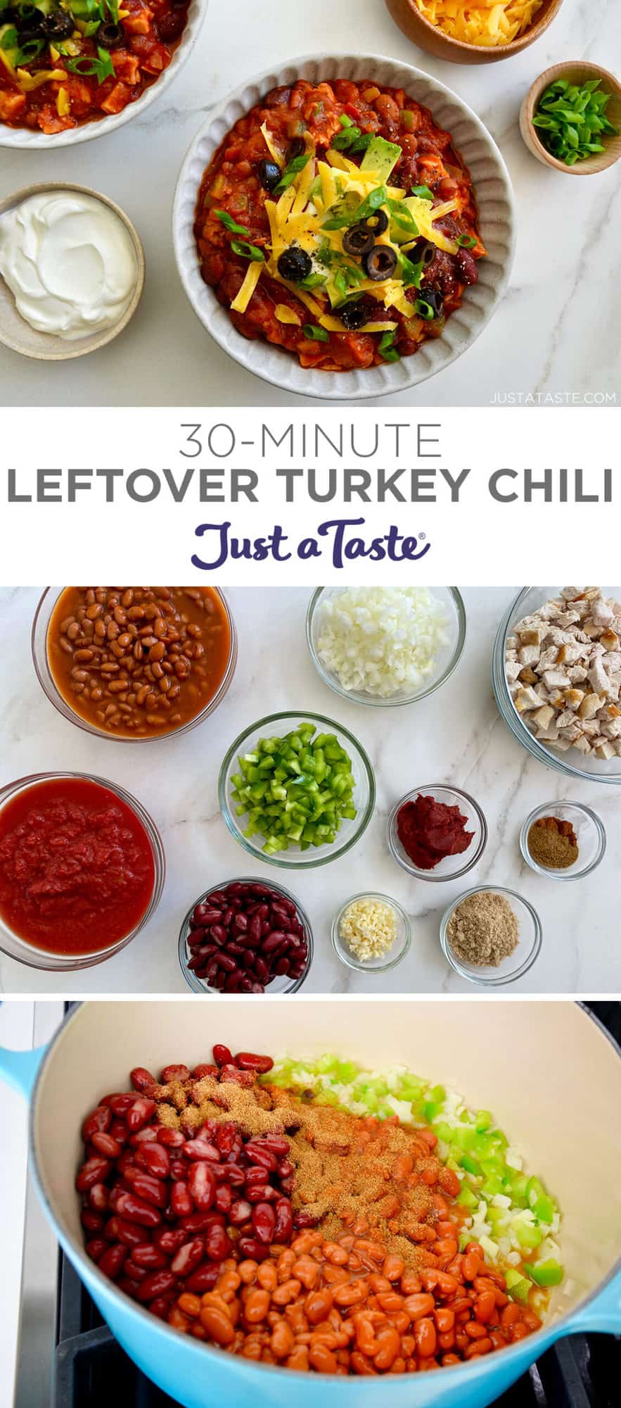 30-Minute Leftover Turkey Chili - Just a Taste