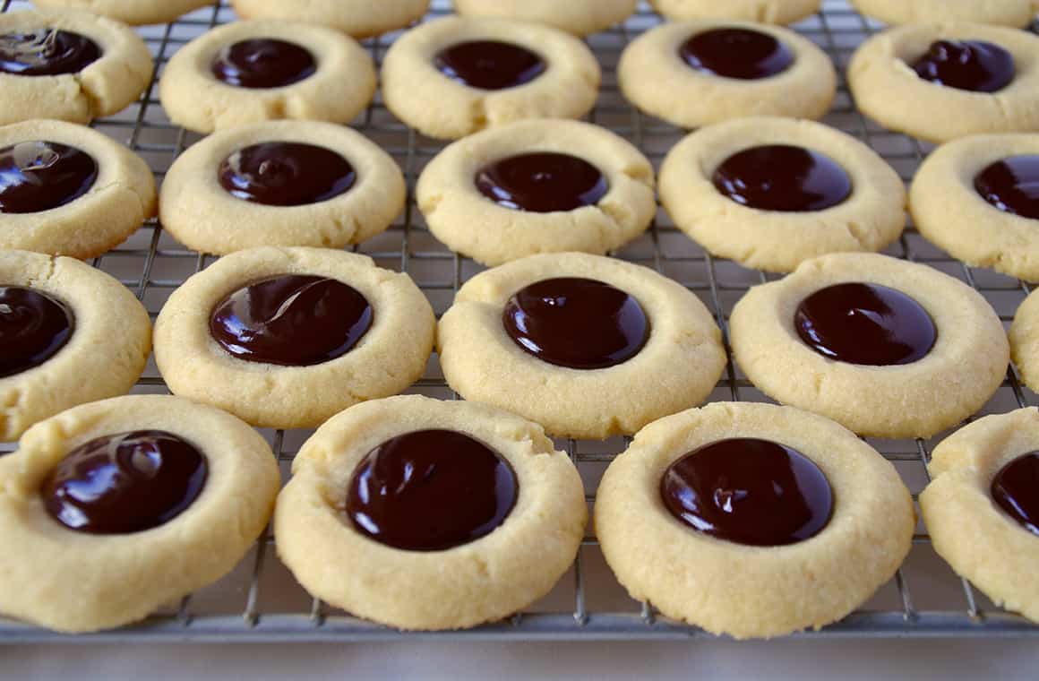 Sugar cookies filled with ganache