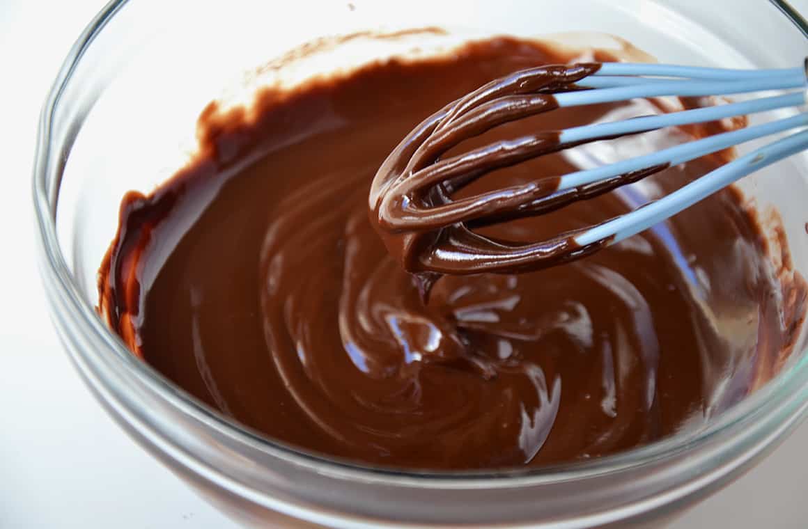 Shiny ganache with whisk