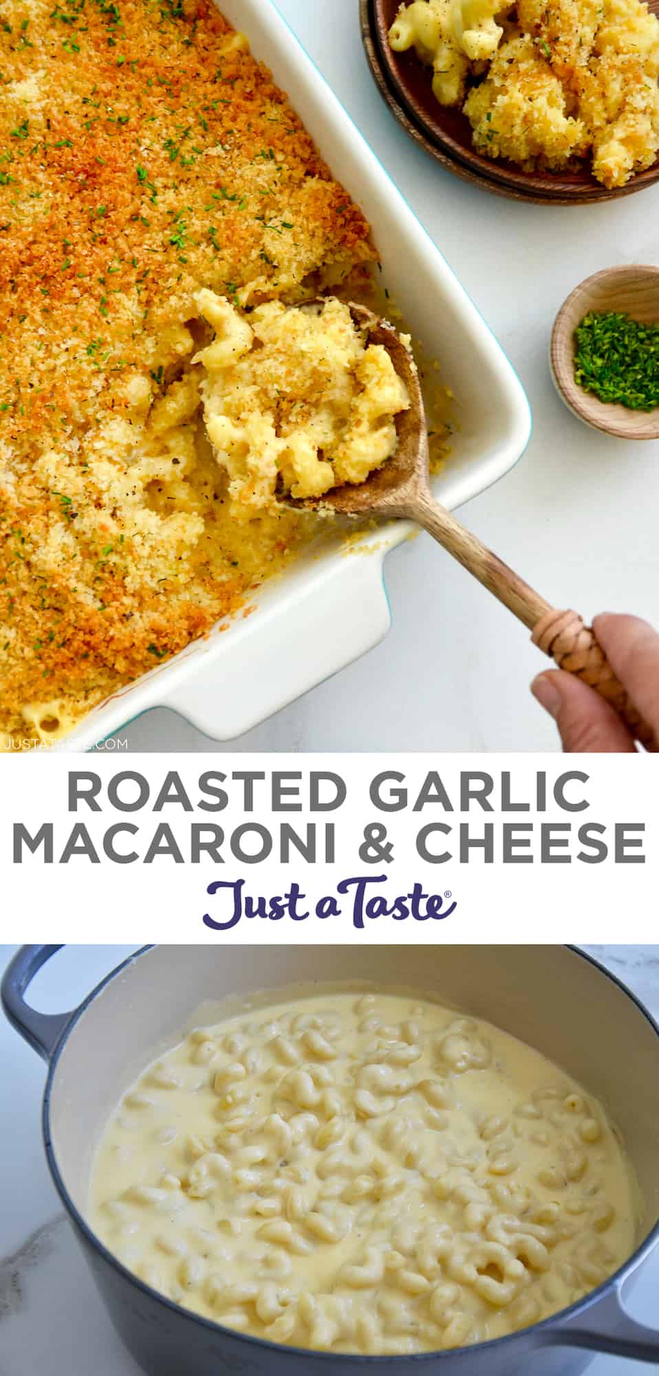 Roasted Garlic Mac and Cheese Just a Taste