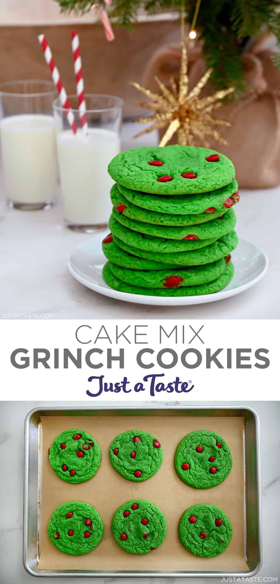 Cake Mix Grinch Cookies Just a Taste