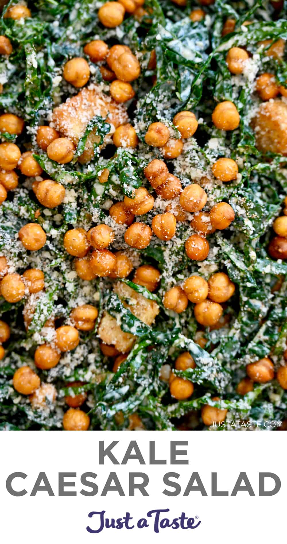 Kale Caesar Salad with Crispy Chickpeas Just a Taste