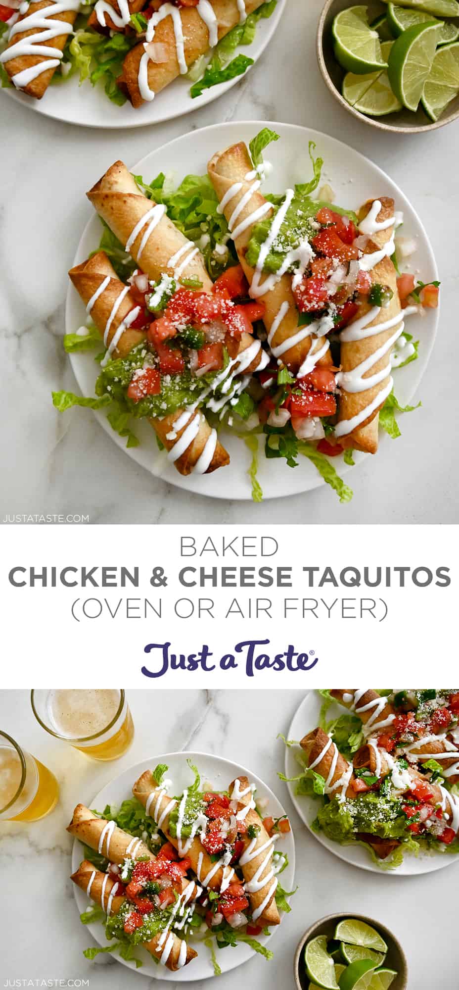 Baked Chicken and Cheese Taquitos (Oven or Air Fryer) Just a Taste