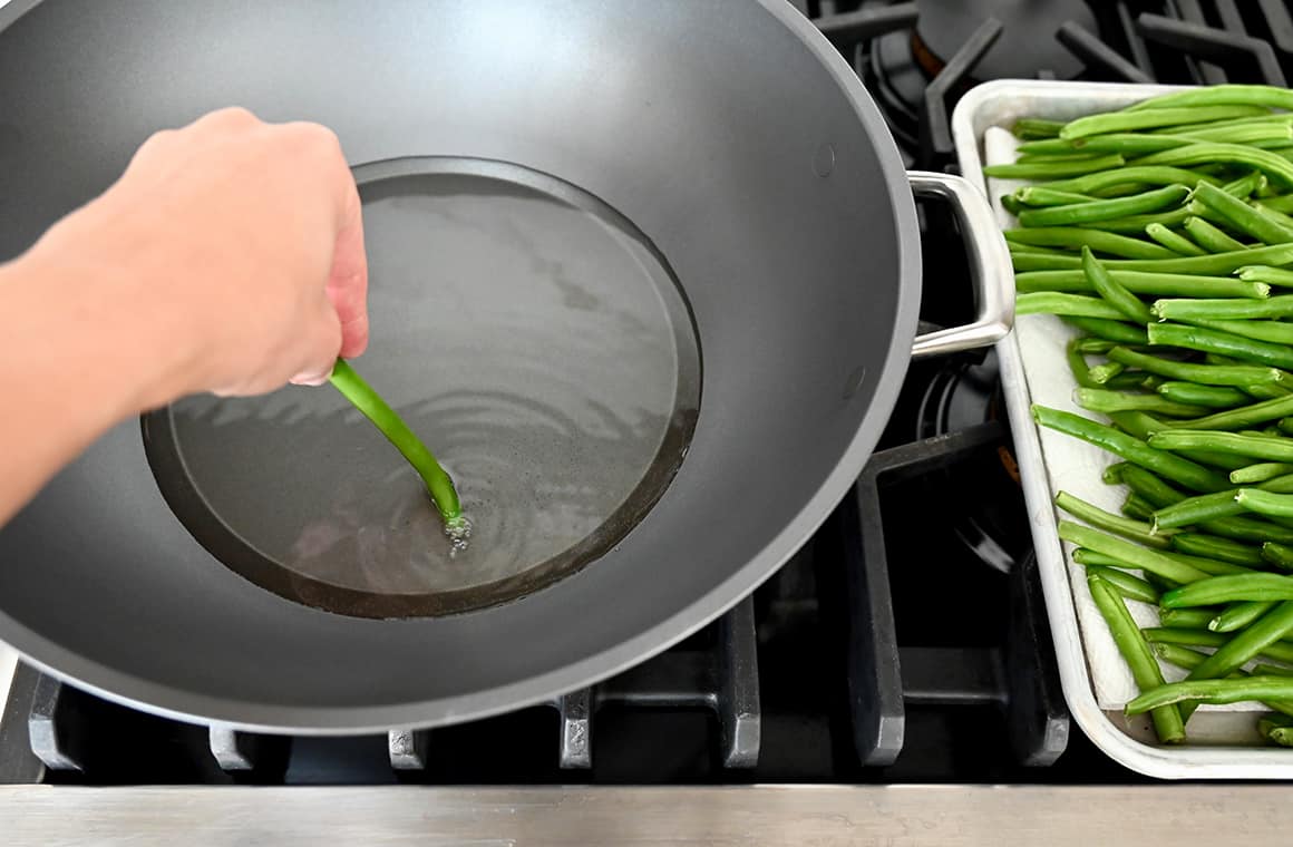 Hot oil in a wok