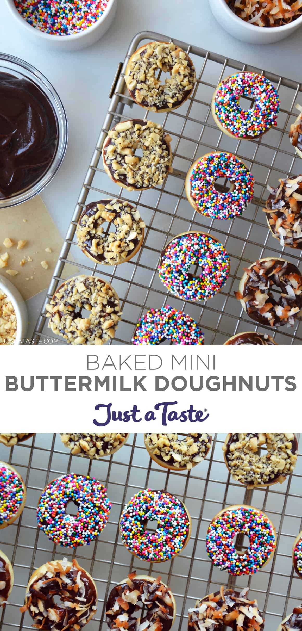 Baked Mini Buttermilk Doughnuts with Nutella Glaze Just a Taste