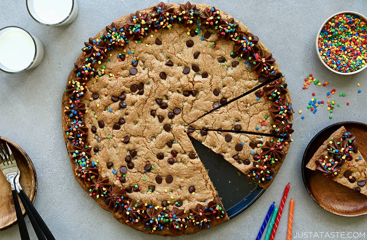 Giant Chocolate Chip Cookie Cake - Just a Taste