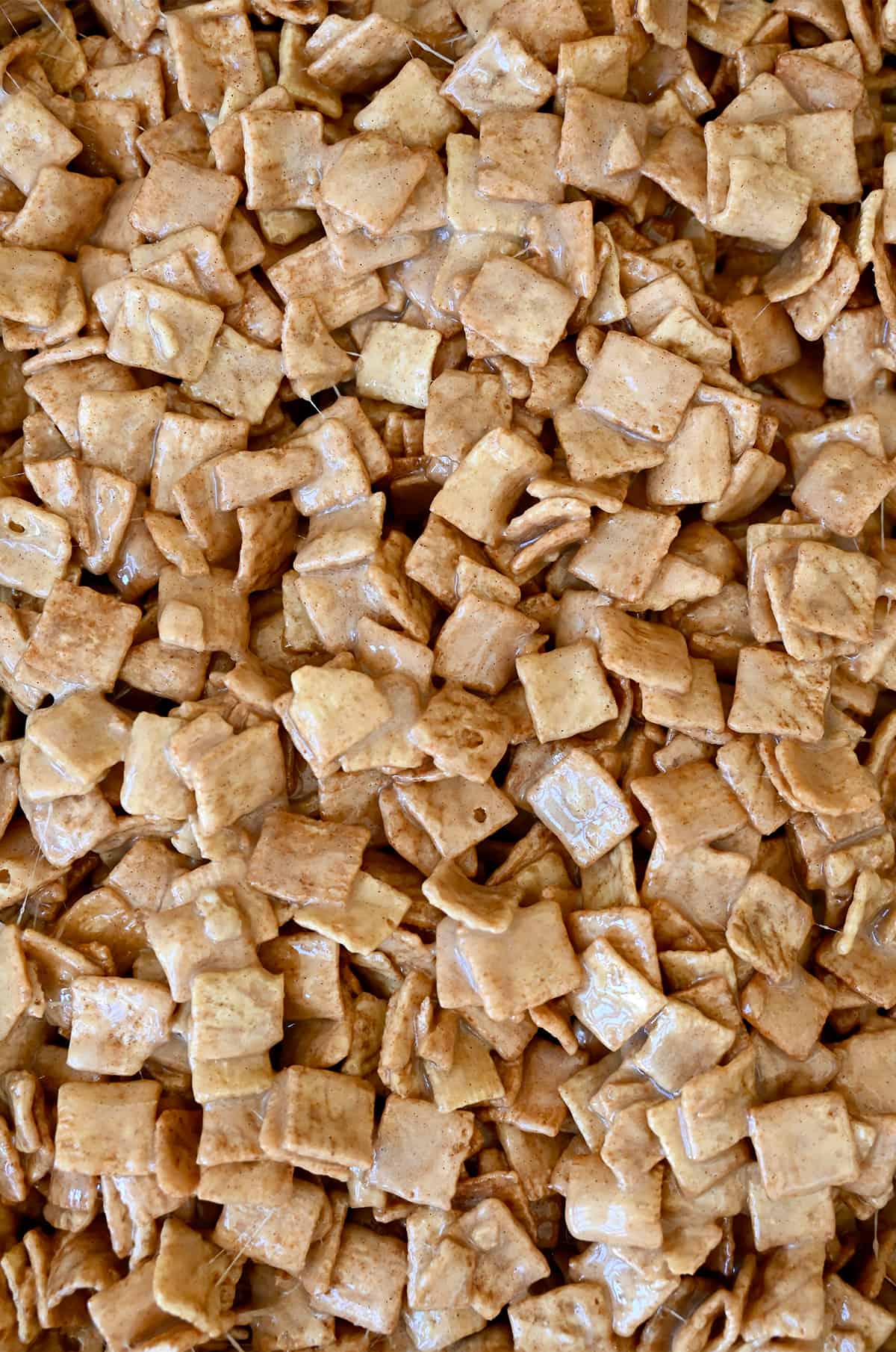 Gooey Cinnamon Toast Crunch bars before being sliced into squares.
