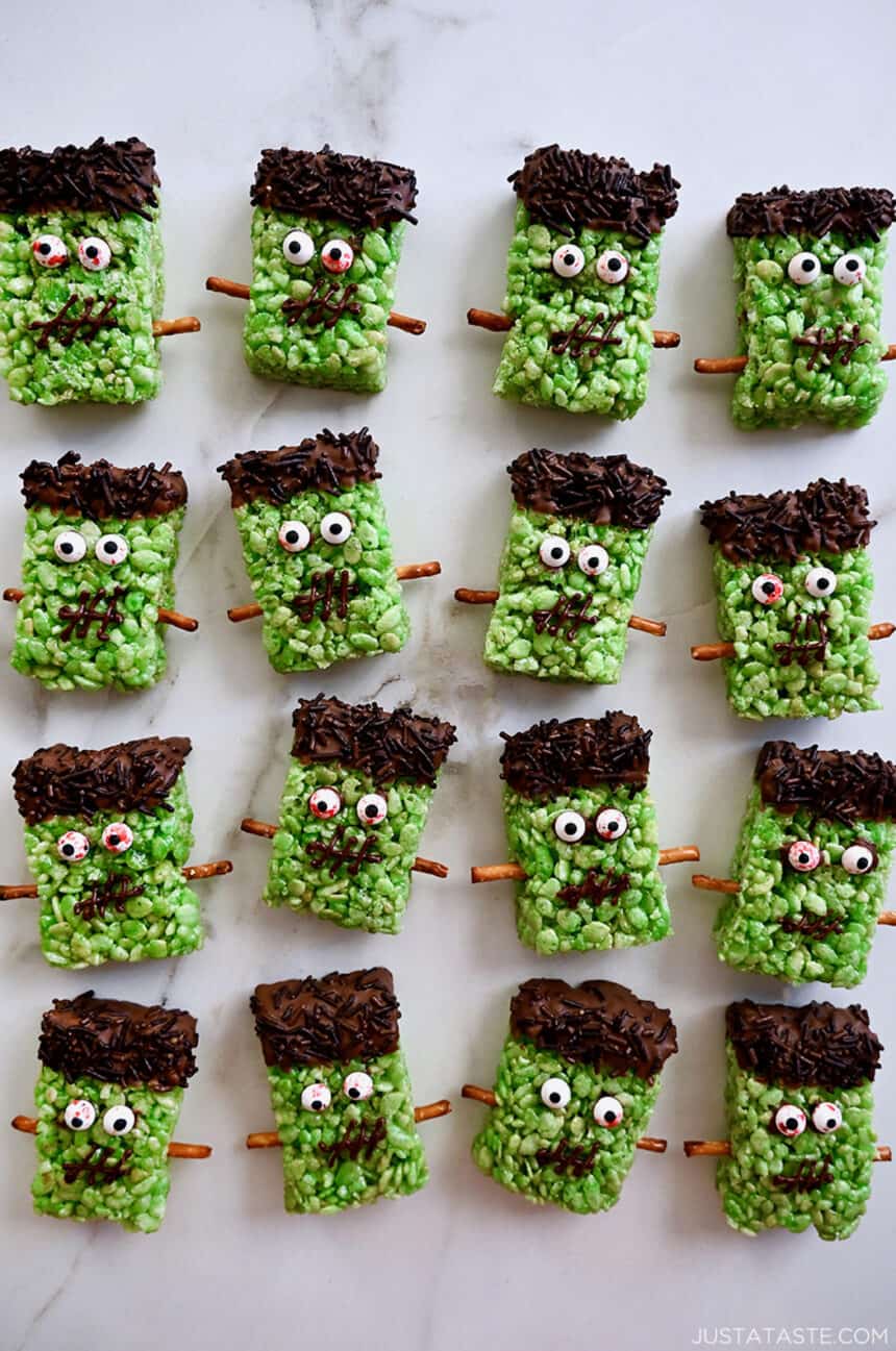 Frankenstein Rice Krispie Treats Just a Taste