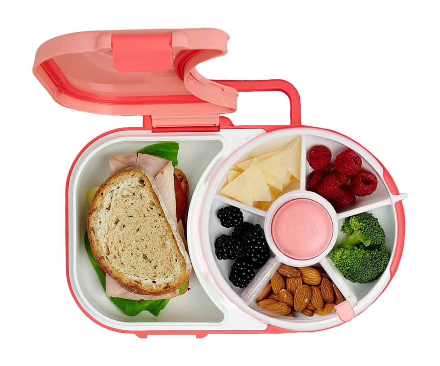 GoBe lunch box with various compartments to store foods.