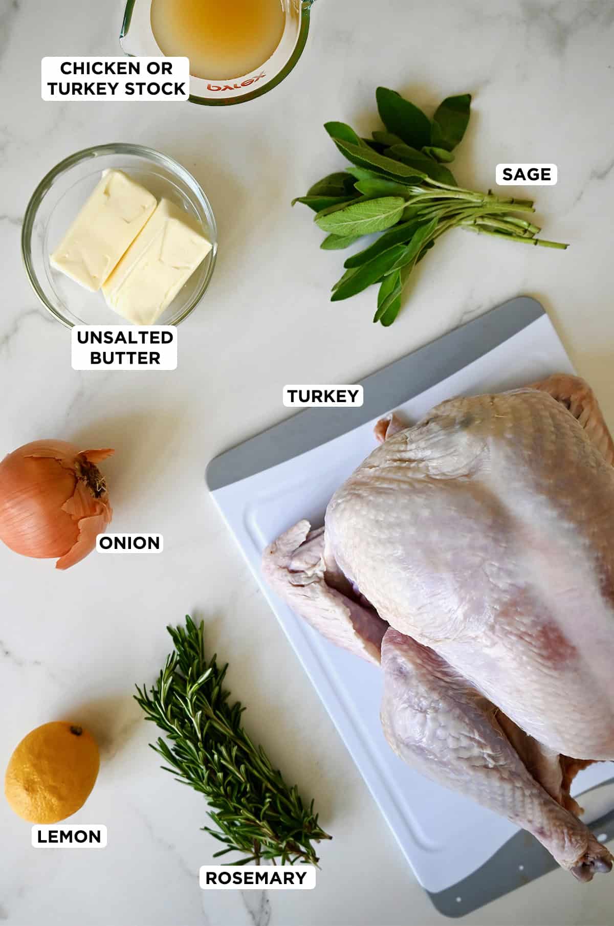 Roast turkey ingredients.