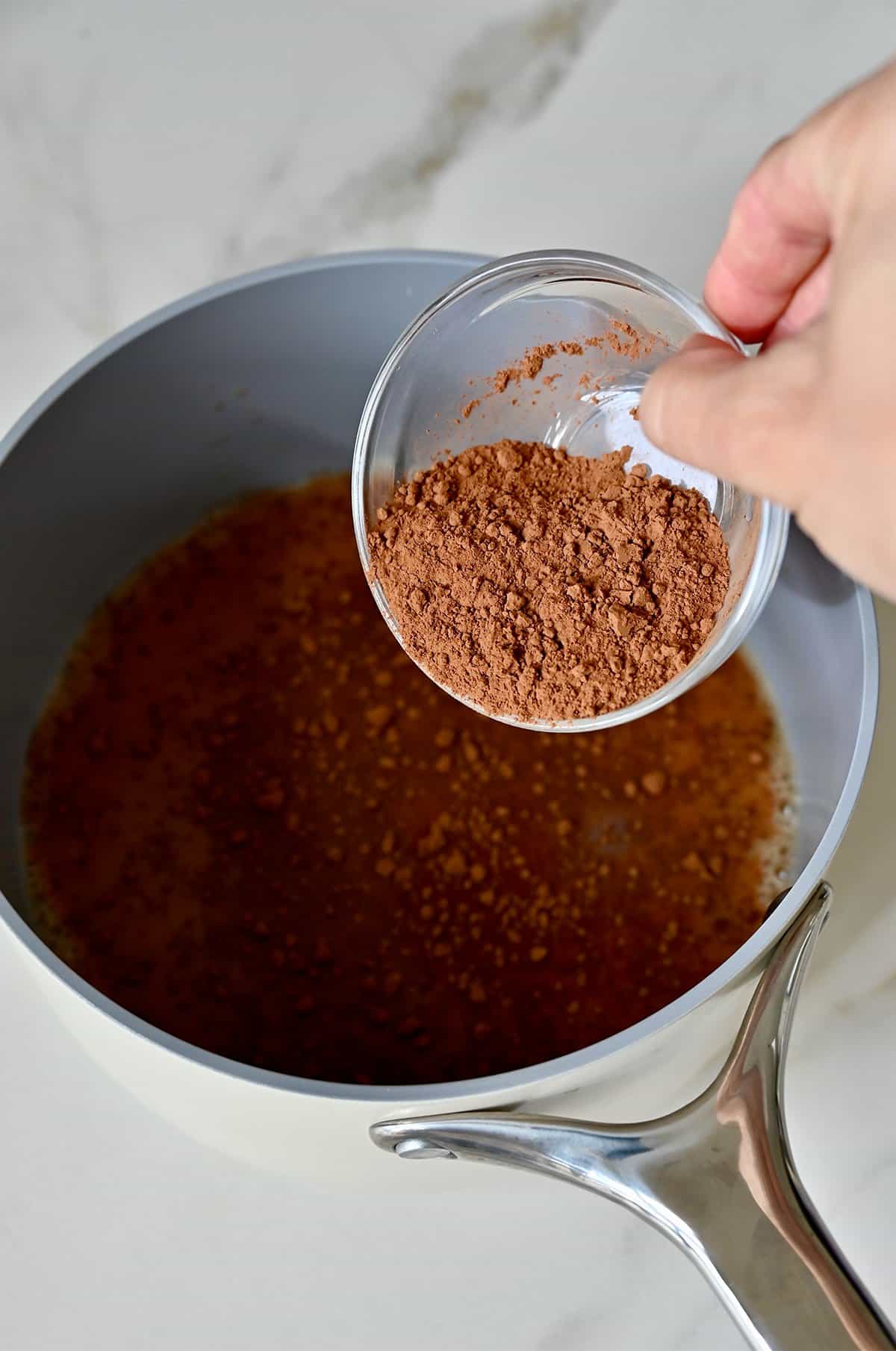Homemade mocha with cocoa powder.