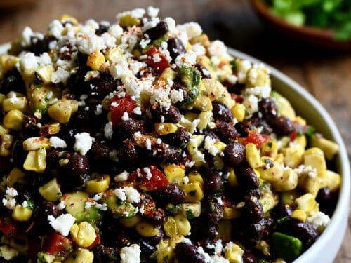 black bean and corn salad with honey-lime dressing Black Bean and Corn Salad with Lime Vinaigrette