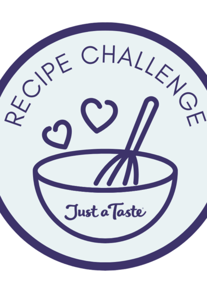 The Just a Taste Recipe Challenge logo featuring a bowl with a whisk and two hearts.