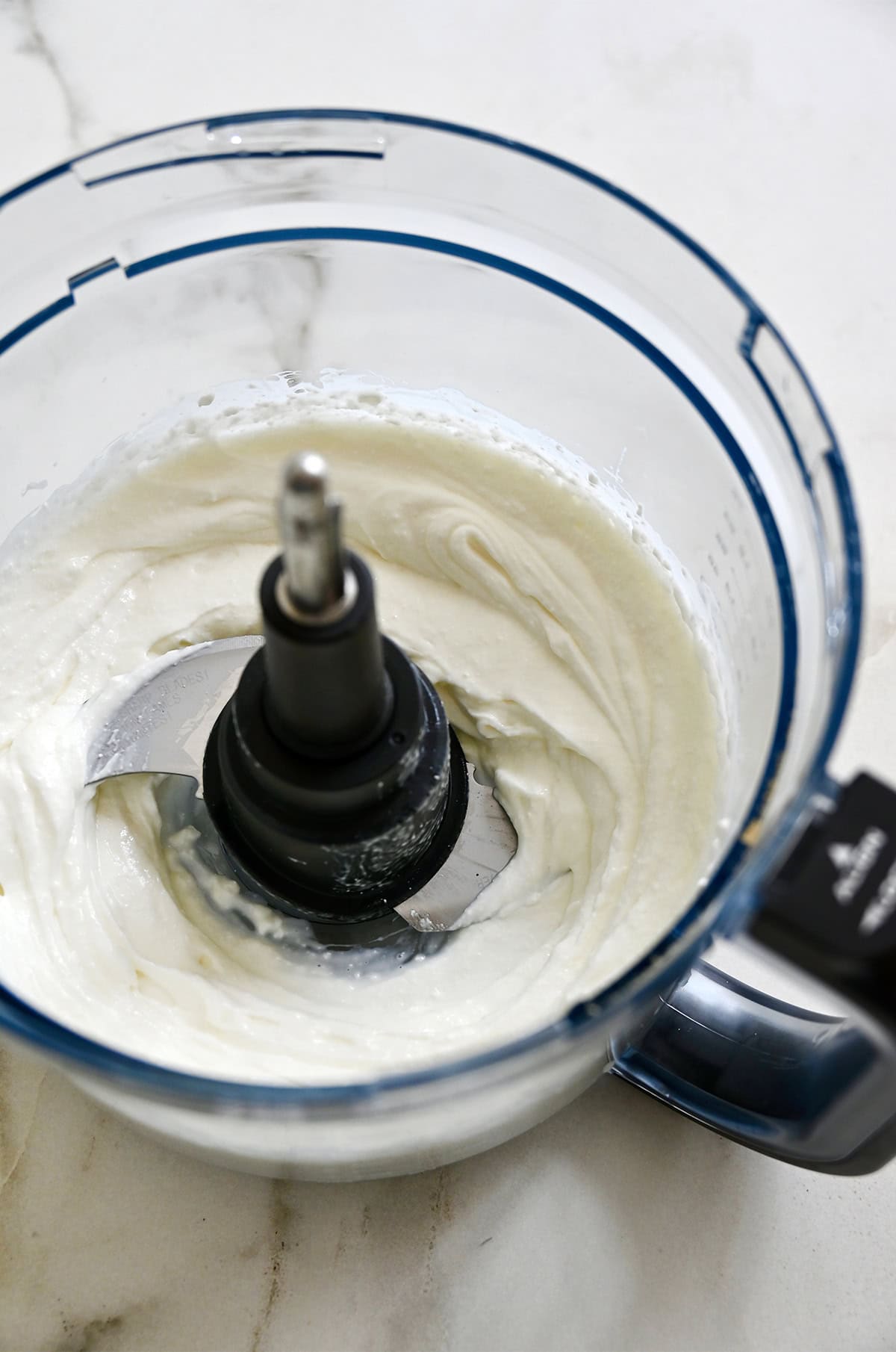 Whipped cottage cheese in a food processor.