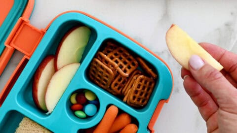 Sliced apples that haven't turned brown, tucked into a lunchbox.