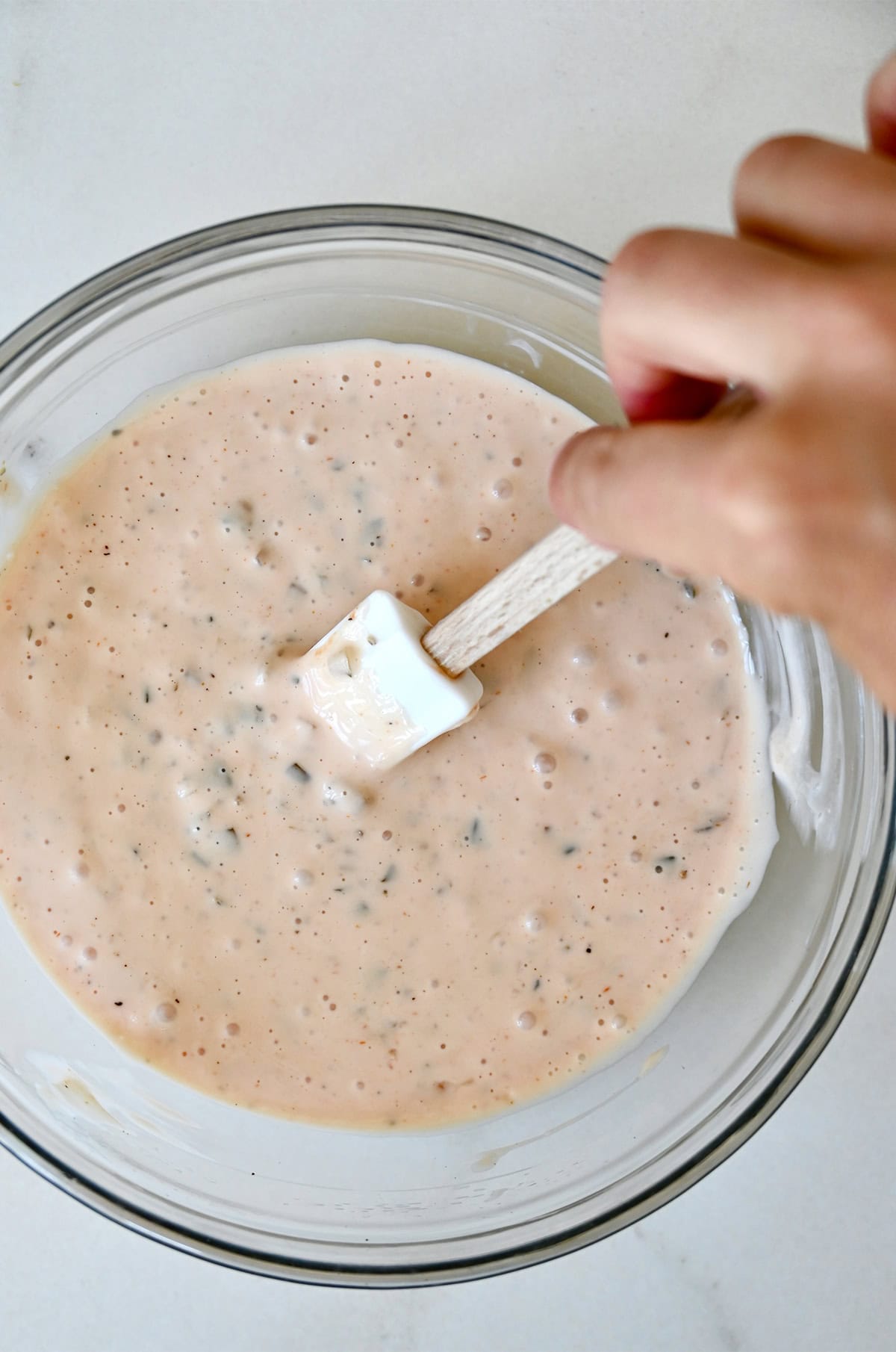 Classic burger sauce mixed together in a bowl (Copycat In-N-Out Burger Sauce).