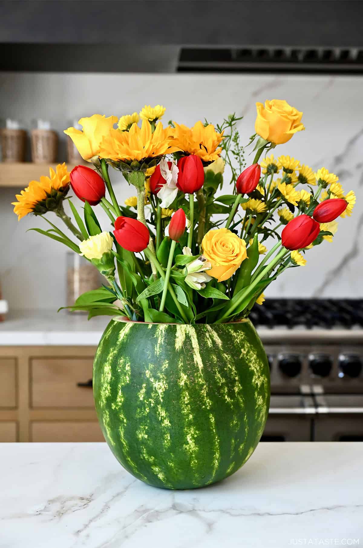 Watermelon flower centerpiece.
