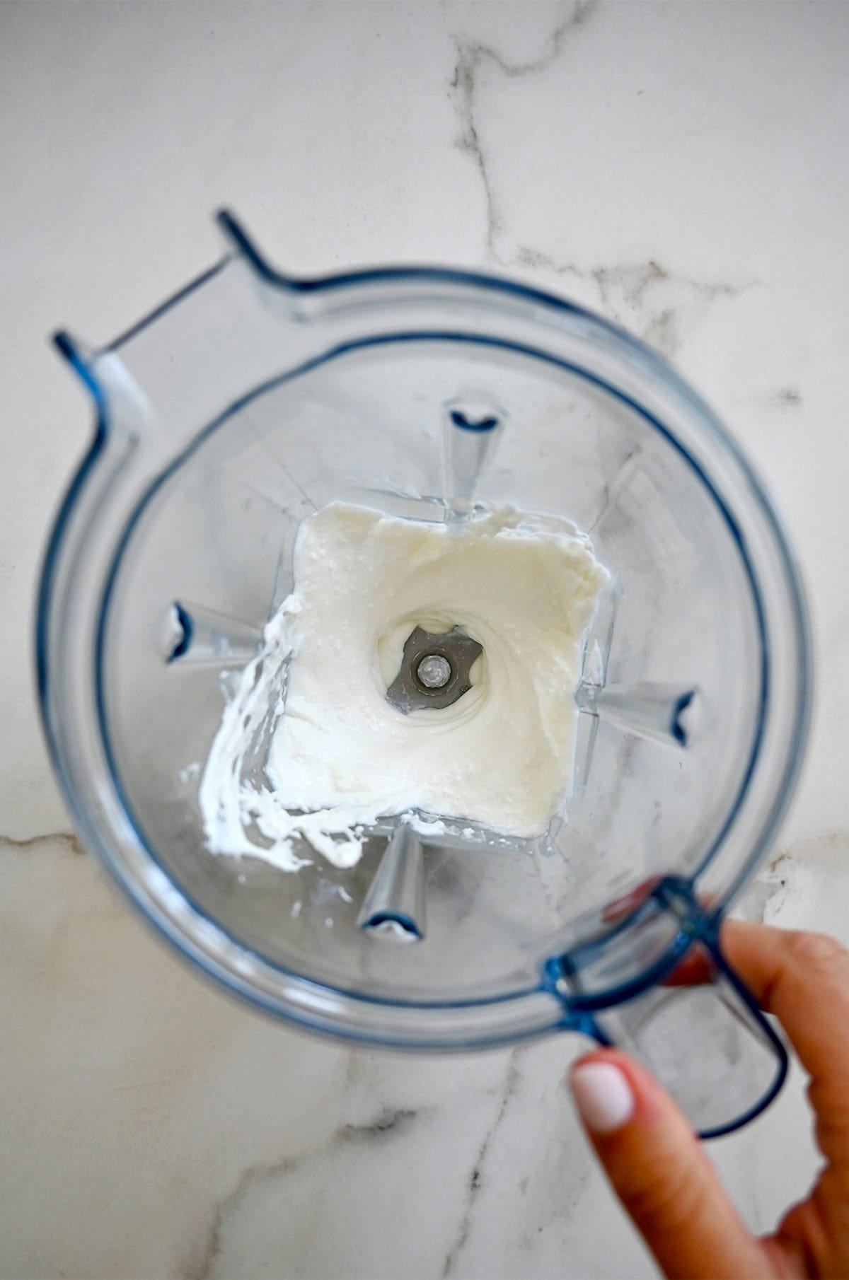 Whipped cottage cheese in a blender.