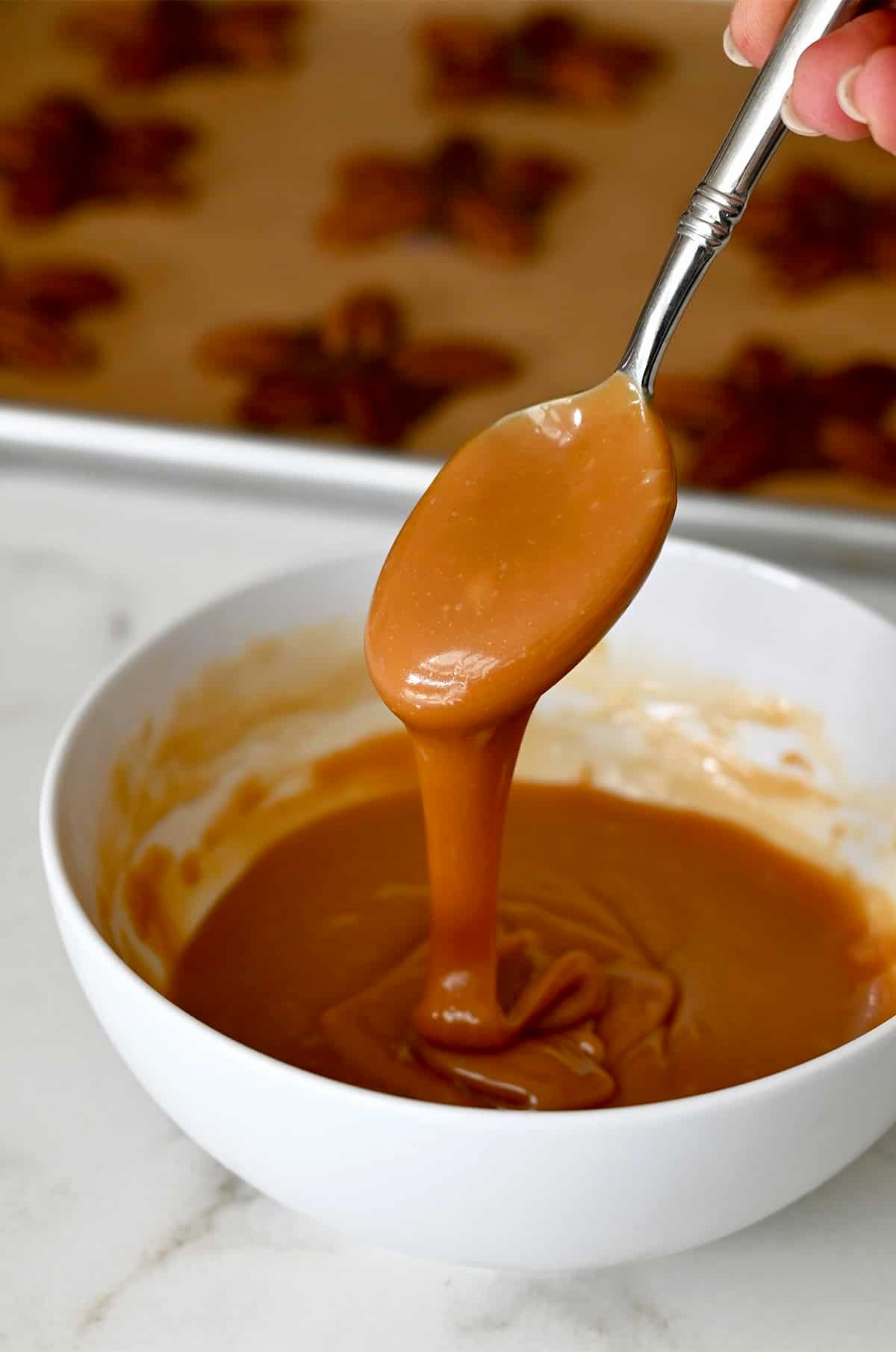 Perfectly melted caramel consistency–smooth and creamy.
