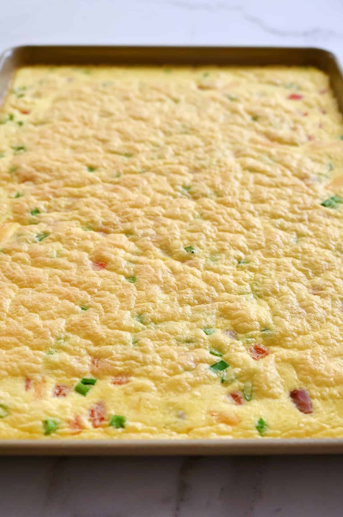 Baked sheet pan eggs.