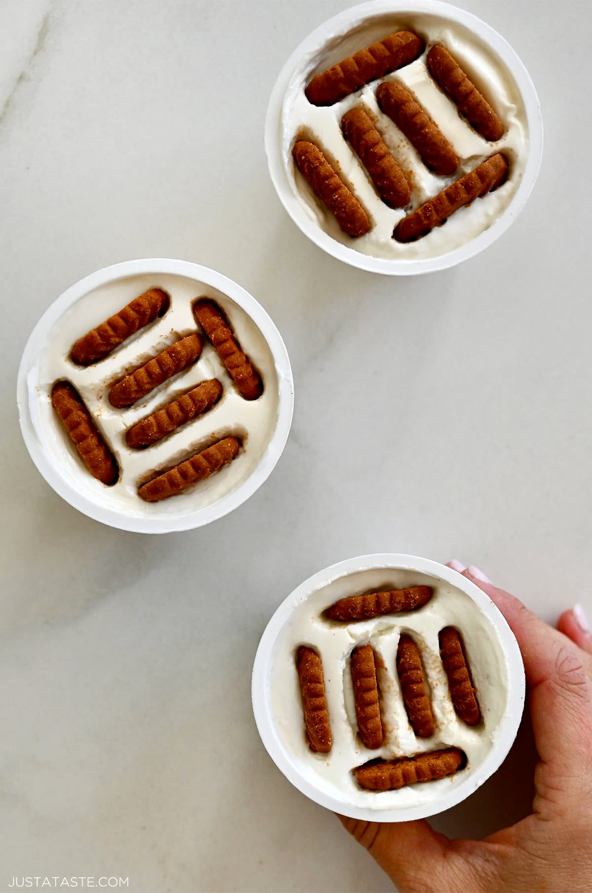 The viral 2-ingredient Japanese yogurt cheesecake with Biscoff cookies.