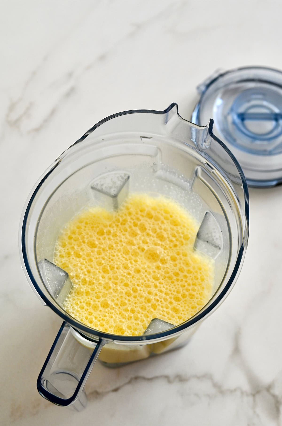 Blended cottage cheese and eggs.