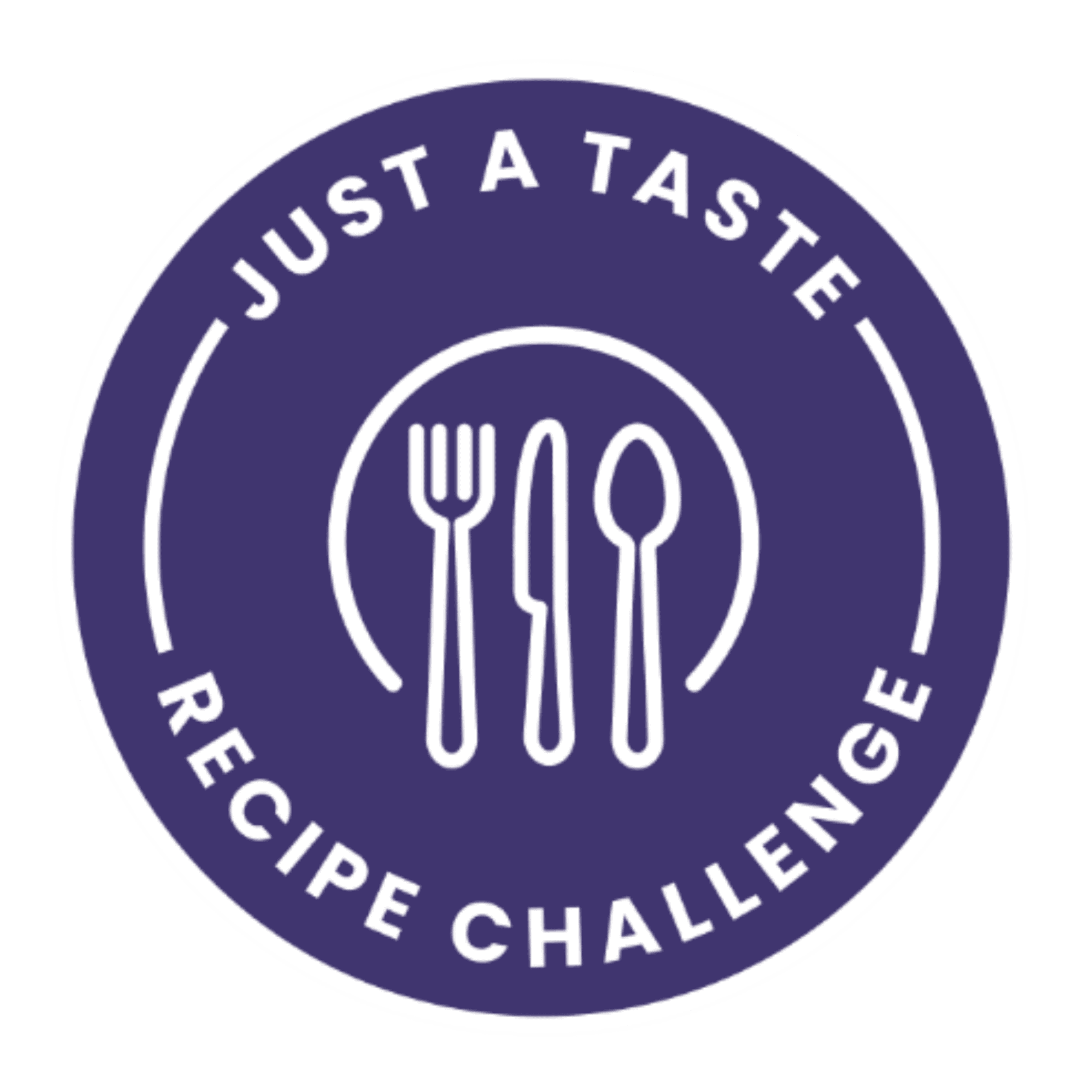 The Just a Taste Recipe Challenge logo featuring a fork, knife and spoon