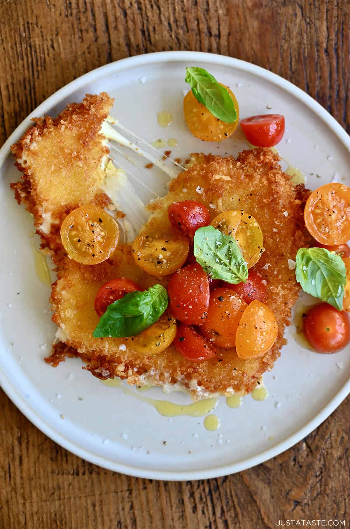Gooey fried mozzarella cheese with a Panko bread coating.