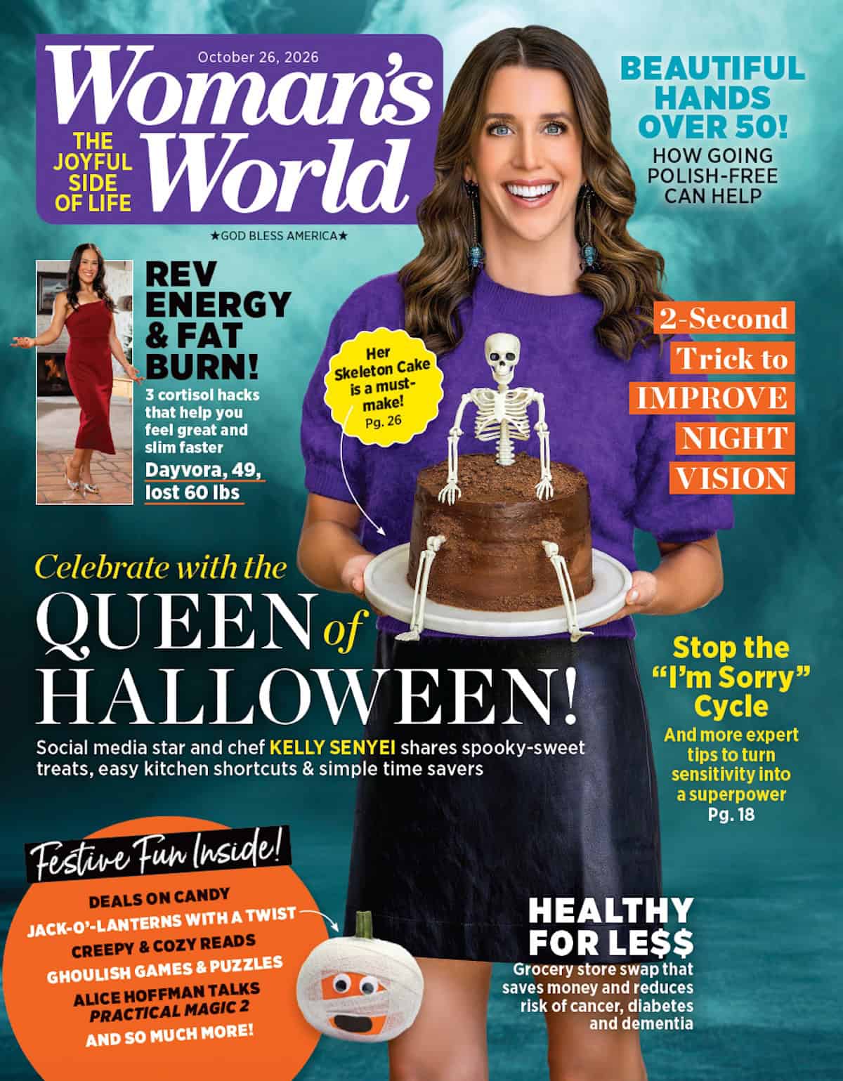 Kelly Senyei on the October 26th cover of Woman's World Magazine.
