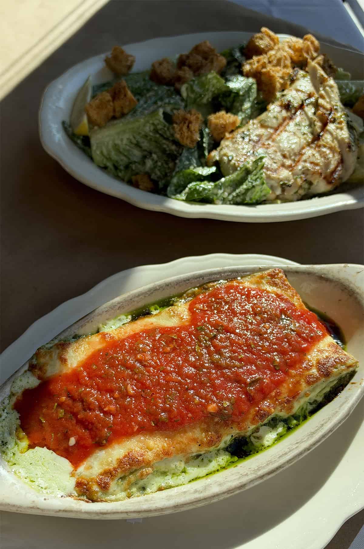Vegetarian lasagna at The Pink Door in Seattle, WA.